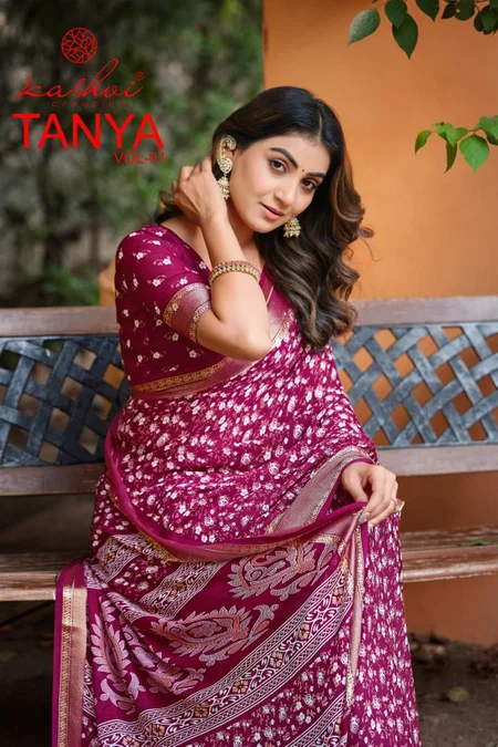 Tanya Vol 1 By Kashvi Dull Moss Viscose Daily Wear Saree Suppliers In India

